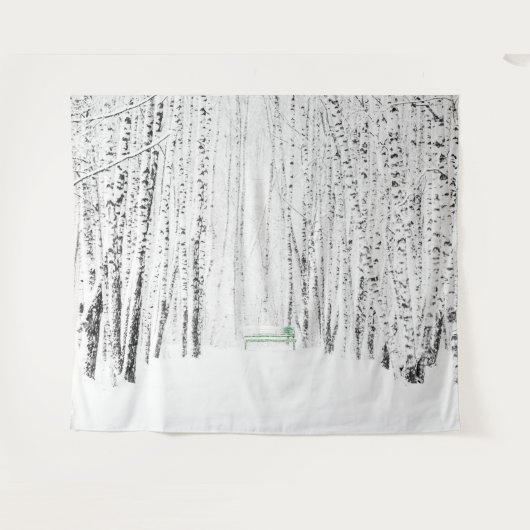 Tenture Banc vert dans le parc d'hiver. Laisse tomber Noël (Devant (Horizontal))