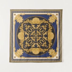 Tenture Bandana Print : Black Blue Gold.