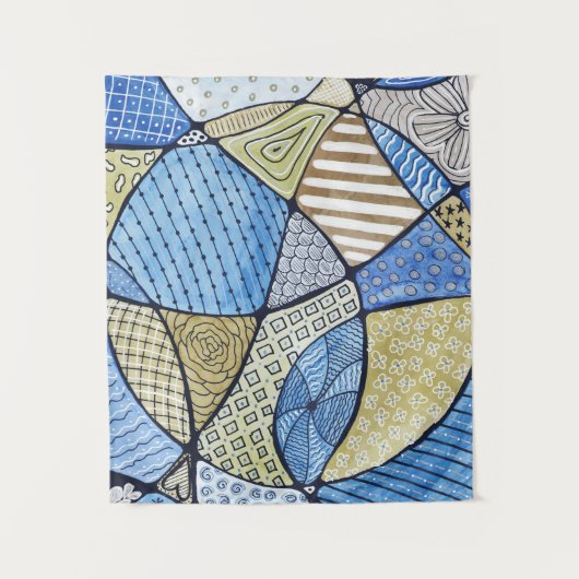 Tenture Bande Bleue et Vert de l'art neurographique (Devant)