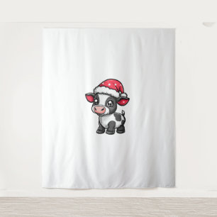 Tenture Bande-dessinée de Noël de la vache mignonne X-Mas