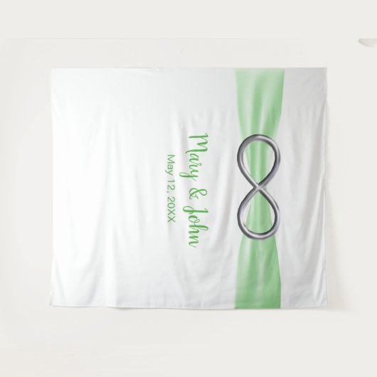 Tenture Bande verte Mariage d'infinité en argent (Devant (Horizontal))
