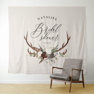 Tenture Banderole de douche nuptiale fleurie rustique en c