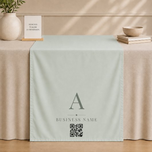 Tenture Banderole de table de code QR vert sauge pour les
