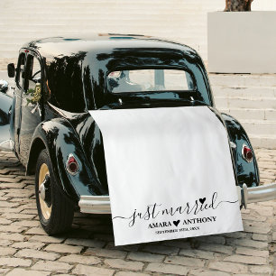 Tenture Banderole de voiture en tissu de mariage avec écri
