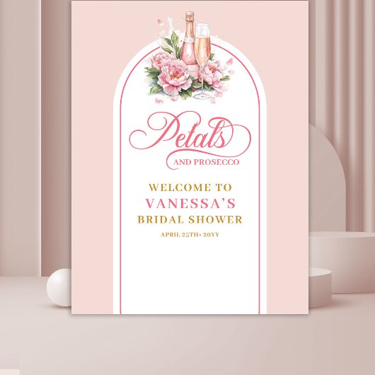 Tenture Banderole d'événement en or rose pétale chic et pr