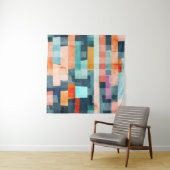 Tenture Bandes géométriques multicolores, motif tendance. (En situation)