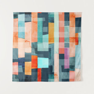 Tenture Bandes géométriques multicolores, motif tendance.