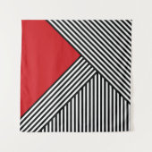 Tenture Bandes noires et blanches avec triangle rouge (Devant (Horizontal))