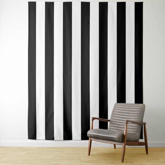 Tenture Bandes Verticales Noires Et Blanches (En situation)