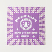 Tenture Bannière Anniversaire Retro Purple Queen Of Hearts (Devant)