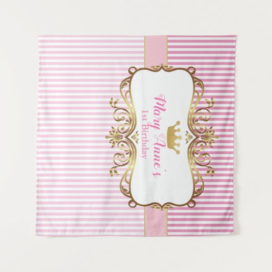 Tenture Bannière arrière-plan d'anniversaire Princesse (ro (Devant (Horizontal))