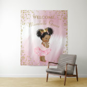 Tenture Bannière arrière-plan du Baby shower Afro Princess (En situation)