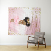 Tenture Bannière arrière-plan du Baby shower Afro Princess (En situation (horizontale))