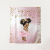 Tenture Bannière arrière-plan du Baby shower Afro Princess (Devant)