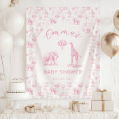 Tenture Bannière Baby shower fille rose vierge Safari Toil