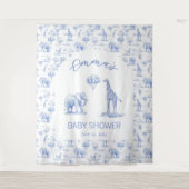 Tenture Bannière Baby shower Garçon bleu Safari Toile (Devant)