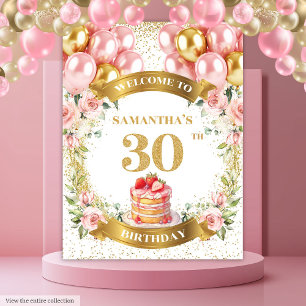 Tenture Bannière Blush Or Rose Charmante pour 30 ans