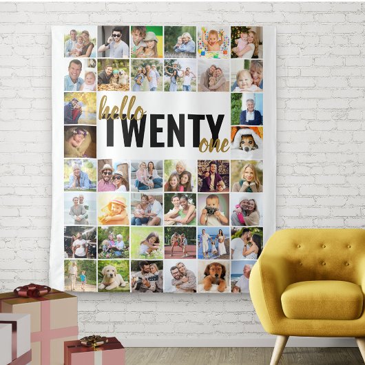 Tenture Bannière Bon Anniversaire 21 ans Hello Twenty One