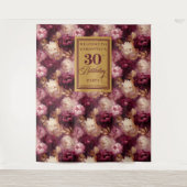 Tenture Bannière Chic Burgundy Blush Gold Boho 30th Birthd (Devant)