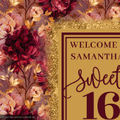 Tenture Bannière Chic Sweet 16 Blush Burgundy Gold Décor