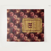 Tenture Bannière Chic Sweet 16 Blush Burgundy Gold Party (Devant (Horizontal))