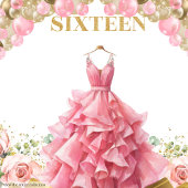 Tenture Bannière classique Sweet 16 Party Blush Gold Tiara