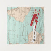 Tenture Bannière d'anniversaire / Baby Shower d'avion vint (Devant (Horizontal))