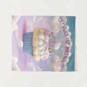 Tenture Bannière d'anniversaire Cupcake Pastels Mignons (Devant (Horizontal))