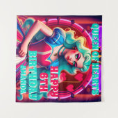 Tenture Bannière d'anniversaire de la Reine des Coeurs 3D (Devant (Horizontal))