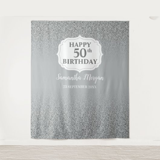 Tenture Bannière d'anniversaire de parties scintillant en  (Devant)