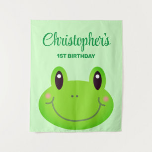 Tenture Bannière d'anniversaire enfant grenouille