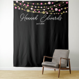 Tenture bannière d'anniversaire étape rose et or