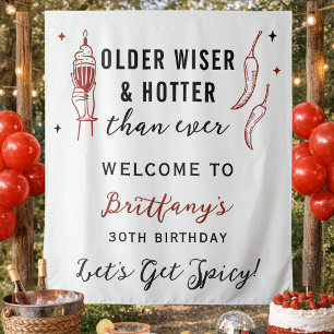 Tenture Bannière d'anniversaire Older Wiser Hotter Tissu A