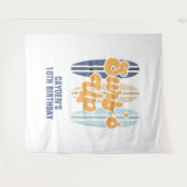 Tenture Bannière d'anniversaire surf Up Surboard Beach (Devant (Horizontal))