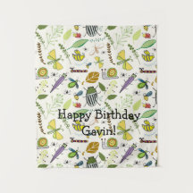 Bannière d'anniversaire thème insecte fête d'anniv