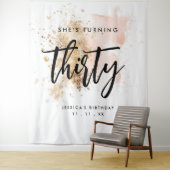 Tenture Bannière d'arrière-plan moderne Pink Gold 30th Bir (En situation)