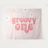 Tenture Bannière de 1er anniversaire Groovy One Retro Dais (Devant (Horizontal))