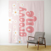 Tenture Bannière de 1er anniversaire Groovy One Retro Dais (En situation)