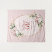 Tenture Bannière de 50e anniversaire à feuillage doré rose (Devant (Horizontal))