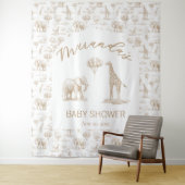 Tenture Bannière de Baby Shower beige Safari Toile (En situation)