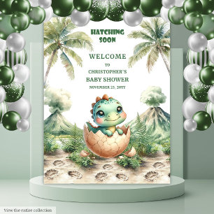 Tenture Bannière de Baby shower de Dinosaure Cute Bientôt