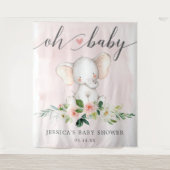 Tenture Bannière de Baby Shower Éléphant Rose pour toile d (Devant)