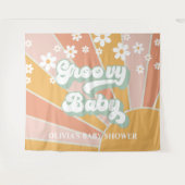 Tenture Bannière de Baby Shower Groovy Baby Retro Sunshine (Devant (Horizontal))