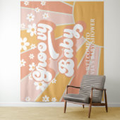 Tenture Bannière de Baby Shower Groovy Baby Retro Sunshine (En situation)