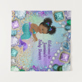 Tenture Bannière de Baby shower Jewel Afro Mermaid (Devant (Horizontal))