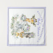Tenture Bannière de Baby Shower Safari Violet Fond de Déco (Devant (Horizontal))