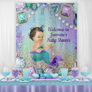 Tenture Bannière de Baby Shower Sirène Jewel