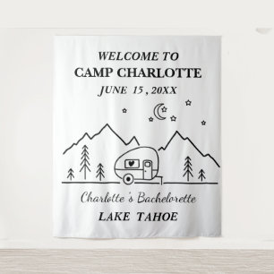Tenture Bannière de Bachelorette de camping mignonne noir 