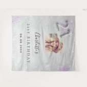 Tenture Bannière de bienvenue argent et violet pour un 21e (Devant (Horizontal))