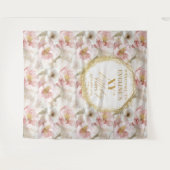 Tenture Bannière de célébration d'anniversaire à fleurs ro (Devant (Horizontal))